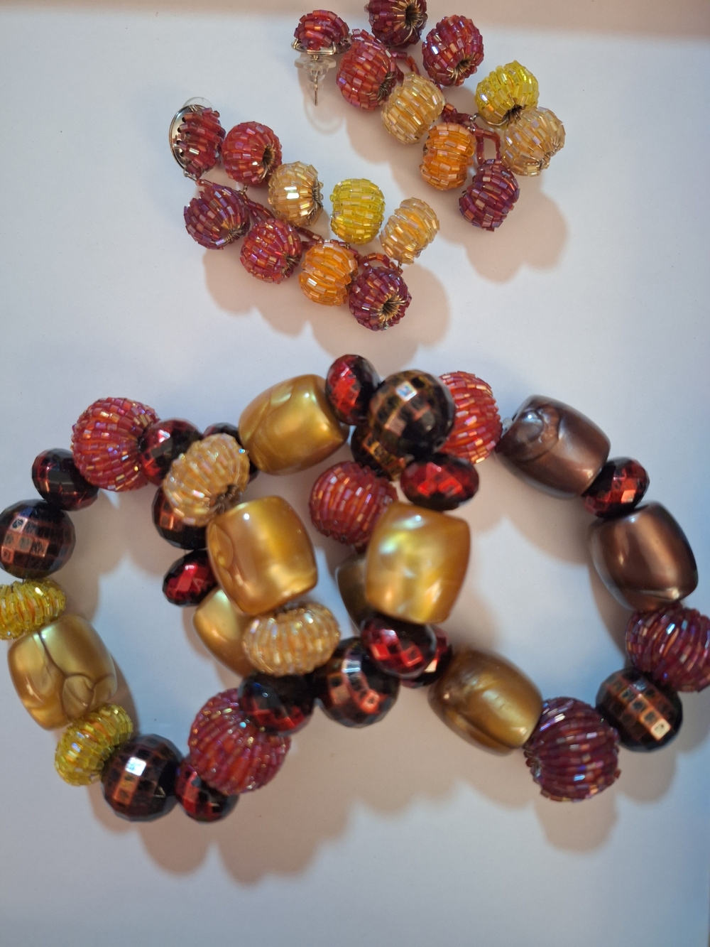Beaded Multi-Color Statement Necklace & Earrings Set By Sassy Jones - Picture 2 of 7